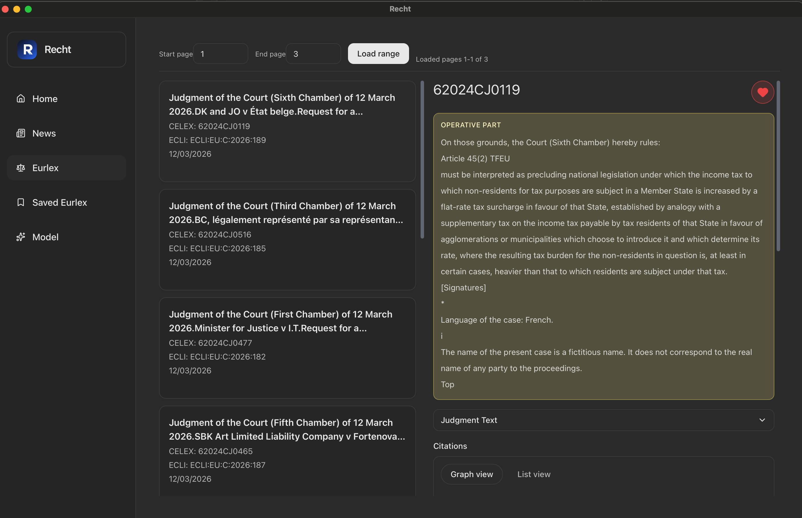 Recht eurlex lookup screen